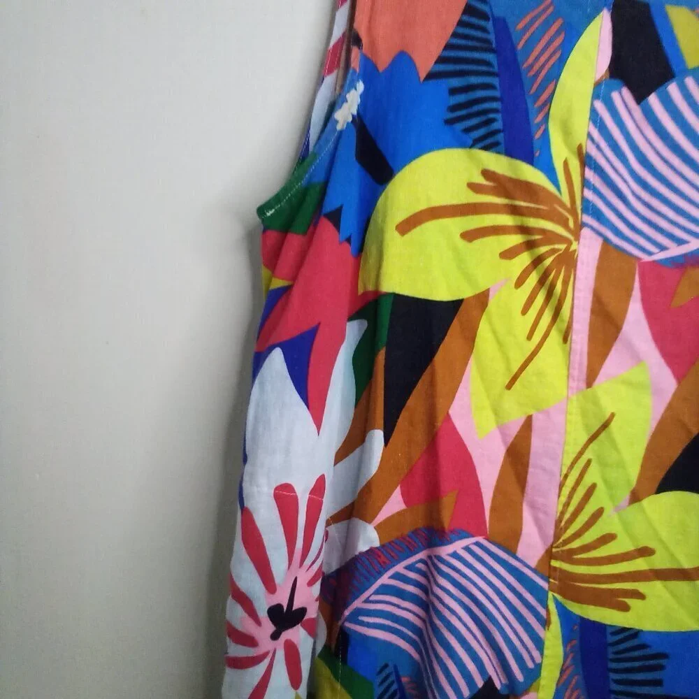 For Cynthia Dress Women XL Sleeveless Loud Pattern Linen Blend Colorful - Picture 5 of 16